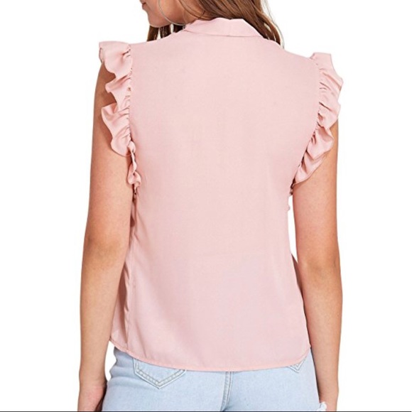 SOLD OUT/ Tie Neck Ruffle Elegant Blouse - Picture 5 of 5